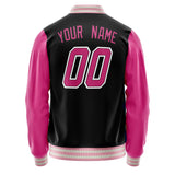 Custom Black Pink Solid Color Varsity Letterman Jacket JA02240617XF023