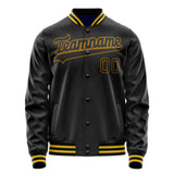 Custom Black Old-Gold Solid Color Varsity Letterman Jacket JA02240617XF027