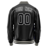 Custom Black White Solid Color Varsity Letterman Jacket JA02240617XF028