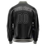 Custom Black White Solid Color Varsity Letterman Jacket JA02240617XF029