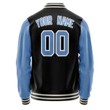 Custom Black Light-Blue Solid Color Varsity Letterman Jacket JA02240617XF030