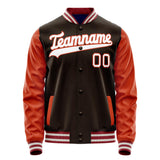 Custom Brown Texas-Orange Solid Color Varsity Letterman Jacket JA02240617XF061