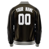 Custom Brown White Solid Color Varsity Letterman Jacket JA02240617XF062