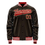 Custom Brown Red Solid Color Varsity Letterman Jacket JA02240617XF071