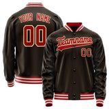 Custom Brown Red Solid Color Varsity Letterman Jacket