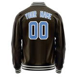 Custom Brown Light-Blue Solid Color Varsity Letterman Jacket JA02240617XF073