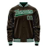 Custom Brown Kelly-Green Solid Color Varsity Letterman Jacket JA02240617XF075