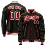 Custom Brown Red Solid Color Varsity Letterman Jacket