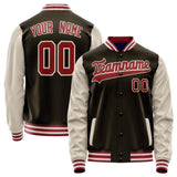 Custom Brown Cream Solid Color Varsity Letterman Jacket