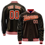 Custom Brown Orange Solid Color Varsity Letterman Jacket