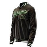 Custom Brown Kelly-Green Solid Color Varsity Letterman Jacket JA02240617XF084