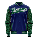 Custom Royal Kelly-Green Solid Color Varsity Letterman Jacket JA02240617XF539