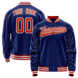 Custom Royal Orange Solid Color Varsity Letterman Jacket