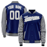 Custom Royal Gray Solid Color Varsity Letterman Jacket