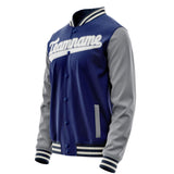 Custom Royal Gray Solid Color Varsity Letterman Jacket JA02240617XF543