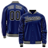 Custom Royal Black Solid Color Varsity Letterman Jacket JA02240617XF545