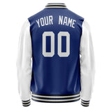 Custom Royal White Solid Color Varsity Letterman Jacket JA02240617XF547