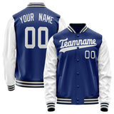 Custom Royal White Solid Color Varsity Letterman Jacket JA02240617XF547