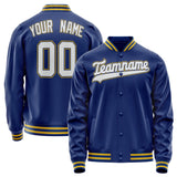 Custom Royal White Solid Color Varsity Letterman Jacket