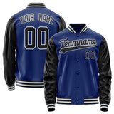 Custom Royal Black Solid Color Varsity Letterman Jacket