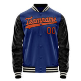 Custom Royal Black Solid Color Varsity Letterman Jacket JA02240617XF551