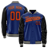 Custom Royal Black Solid Color Varsity Letterman Jacket JA02240617XF551