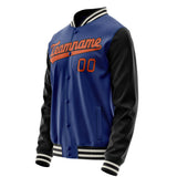 Custom Royal Black Solid Color Varsity Letterman Jacket JA02240617XF551