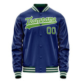 Custom Royal Neon-Green Solid Color Varsity Letterman Jacket JA02240617XF553