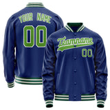 Custom Royal Neon-Green Solid Color Varsity Letterman Jacket