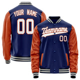 Custom Royal Texas-Orange Solid Color Varsity Letterman Jacket