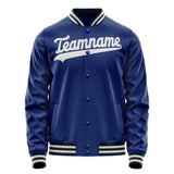 Custom Royal White Solid Color Varsity Letterman Jacket JA02240617XF561