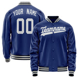 Custom Royal White Solid Color Varsity Letterman Jacket