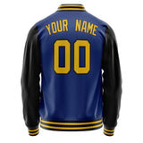 Custom Royal Black Solid Color Varsity Letterman Jacket JA02240617XF562