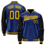 Custom Royal Black Solid Color Varsity Letterman Jacket JA02240617XF562