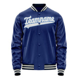 Custom Royal White Solid Color Varsity Letterman Jacket JA02240617XF563