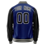 Custom Royal Black Solid Color Varsity Letterman Jacket JA02240617XF564