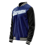 Custom Royal Black Solid Color Varsity Letterman Jacket JA02240617XF564