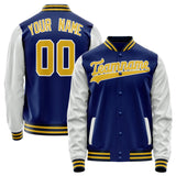 Custom Royal White Solid Color Varsity Letterman Jacket JA02240617XF567