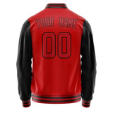 Custom Red Black Solid Color Varsity Letterman Jacket JA02240617XY386