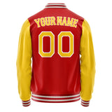 Custom Red Yellow Solid Color Varsity Letterman Jacket JA02240617XY387