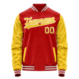 Custom Red Yellow Solid Color Varsity Letterman Jacket JA02240617XY387