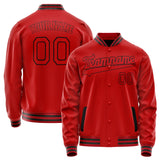 Custom Red Black Solid Color Varsity Letterman Jacket JA02240617XY388