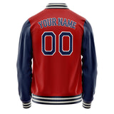 Custom Red Navy Solid Color Varsity Letterman Jacket JA02240617XY390