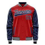 Custom Red Navy Solid Color Varsity Letterman Jacket JA02240617XY390