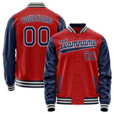 Custom Red Navy Solid Color Varsity Letterman Jacket