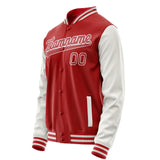 Custom Red White Solid Color Varsity Letterman Jacket JA02240617XY392