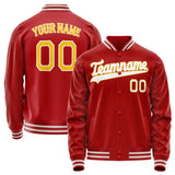 Custom Red Gold Solid Color Varsity Letterman Jacket