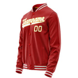 Custom Red Gold Solid Color Varsity Letterman Jacket JA02240617XY394