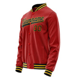 Custom Red Black Solid Color Varsity Letterman Jacket JA02240617XY395