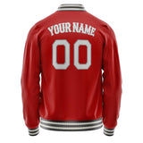 Custom Red Gray Solid Color Varsity Letterman Jacket JA02240617XY397